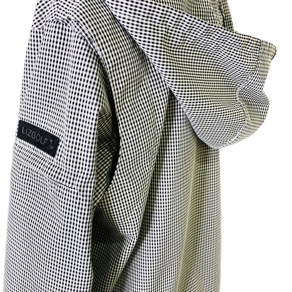 LIZGOLF Liz Claiborne Black White Pull-Over Gingham Wind Breaker Jacket Small - Picture 4 of 9